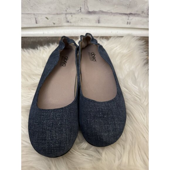 Abeo Women’s Tammy Navy Textured Denim Ballet Flats Comfort Shoe Size 8.5N - Picture 2 of 8